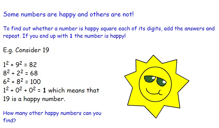 happy numbers from 1 to 100